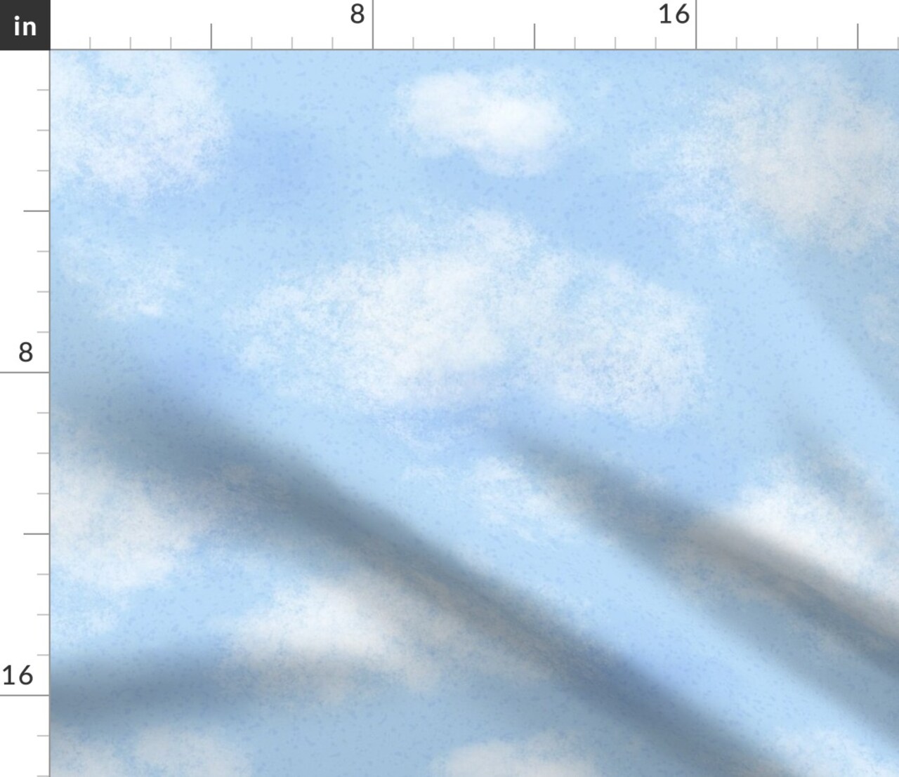 Blue Sky Whimsical Pattern Simple Clouds Nature Earthy Custom Printed Fabric by Spoonflower Various Fabrics by the Yard or Fat Quarter